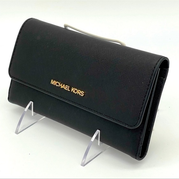Michael Kors Trifold Wallet Black Leather - Picture 2 of 8